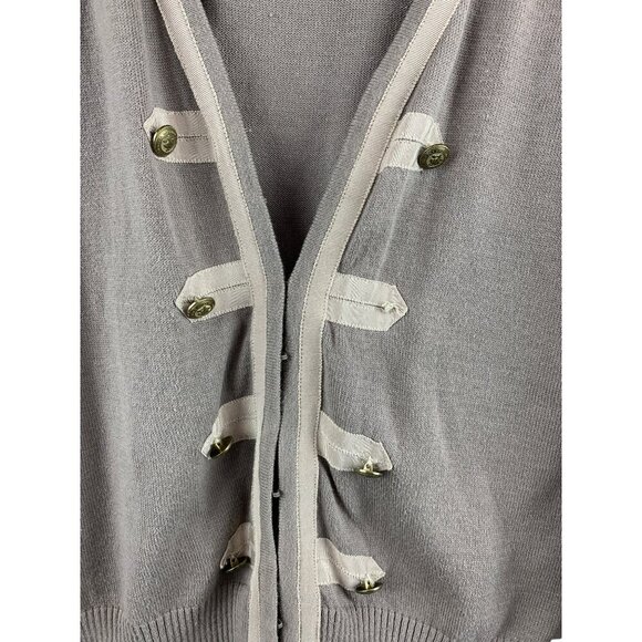 CAbi Womens Cardigan Sweater Size M Military Style Button Front 100% Cotton Beig - Picture 5 of 6